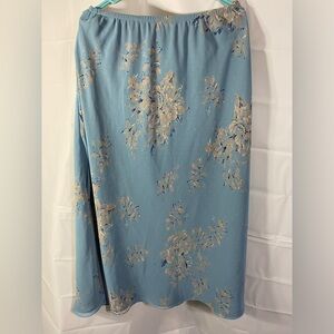 Reversible Blue Skirt polka dots and floral